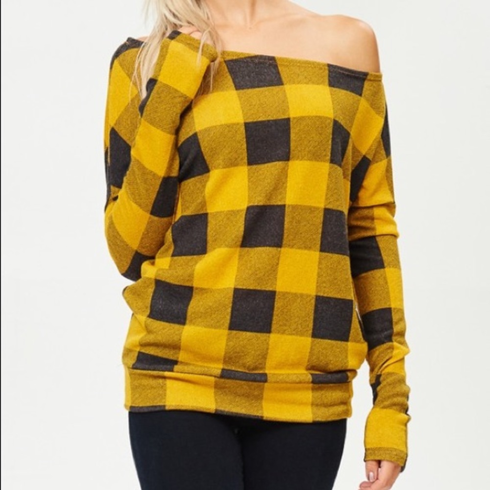 Mustard Yellow Buffalo One Off Shoulder Sweater - Picture 3 of 6